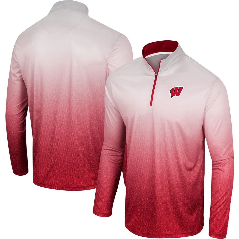 Men's Colosseum White/Red Wisconsin Badgers Laws of Physics Quarter-Zip Windshirt