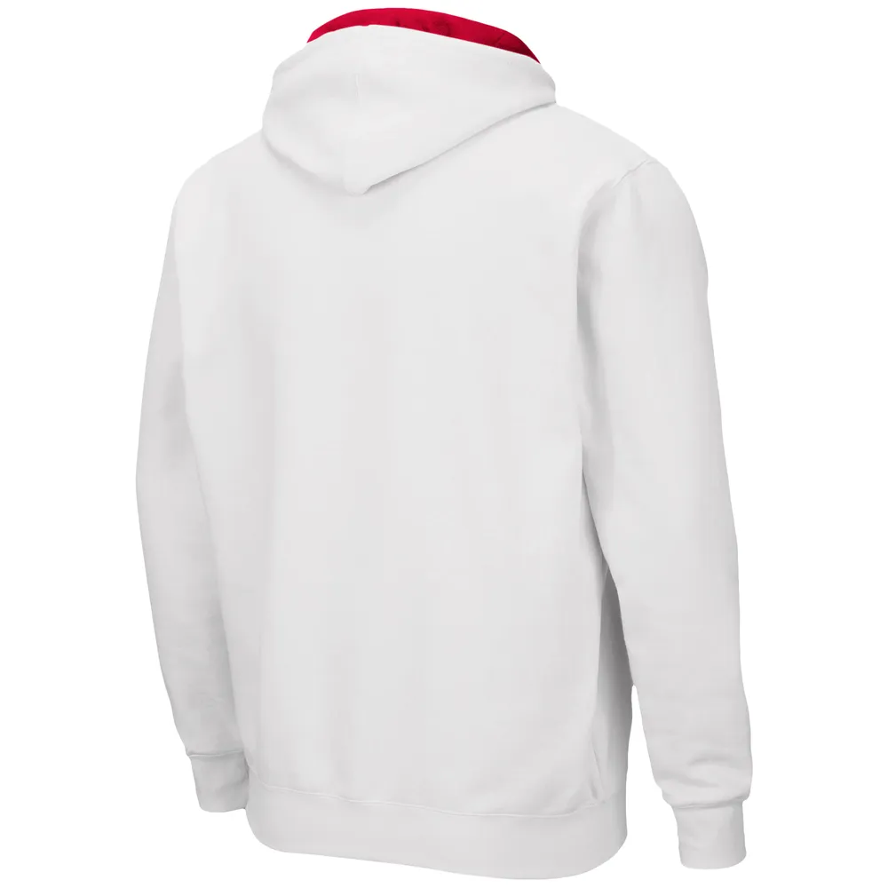 Men's Colosseum White Wisconsin Badgers Arch & Logo 3.0 Full-Zip Hoodie