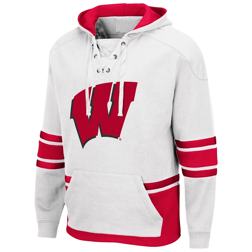 Sweat à capuche Colosseum White Wisconsin Badgers Lace Up 3.0 pour homme