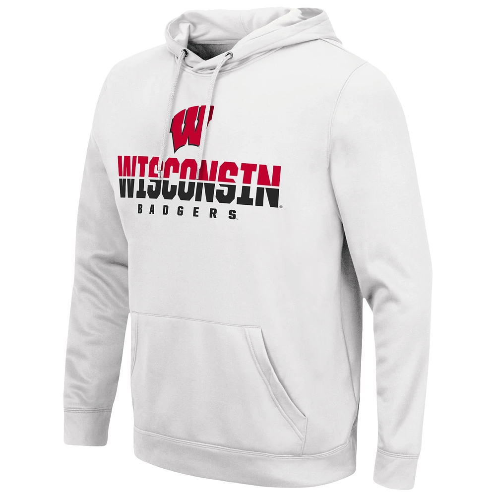 Men's Colosseum White Wisconsin Badgers Lantern Pullover Hoodie