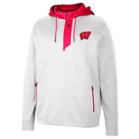 Men's Colosseum White Wisconsin Badgers Luge 3.0 Quarter-Zip Hoodie