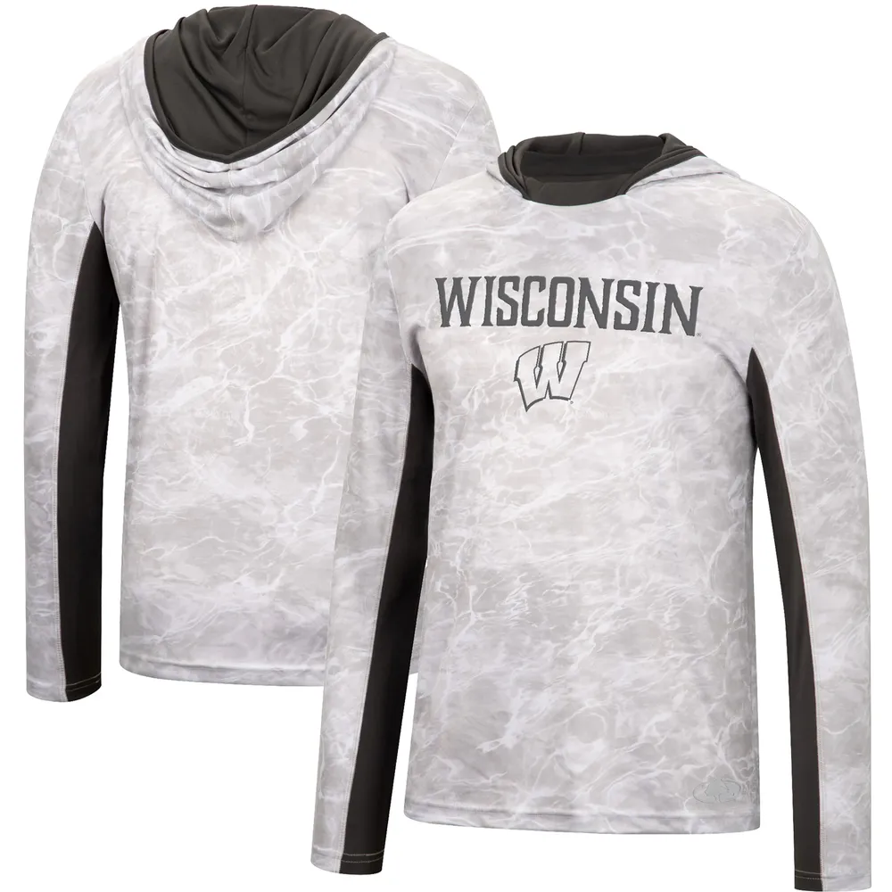 Lids Wisconsin Badgers Colosseum Mossy Oak SPF 50 Performance Long Sleeve  Hoodie T-Shirt - White
