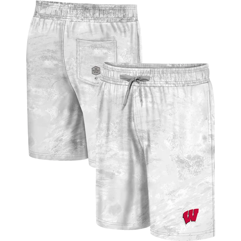 Men's Colosseum White Wisconsin Badgers Realtree Aspect Ohana Swim Shorts