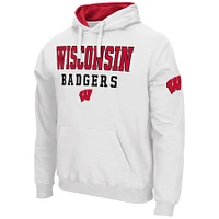 Men's Colosseum White Wisconsin Badgers Sunrise Pullover Hoodie