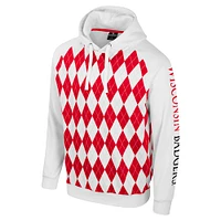 Men's Colosseum White Wisconsin Badgers The Dealio Raglan Pullover Hoodie