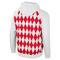 Men's Colosseum White Wisconsin Badgers The Dealio Raglan Pullover Hoodie