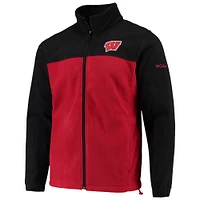 Veste à glissière intégrale Columbia Wisconsin Badgers Flanker III Fleece Team pour homme, noir/rouge