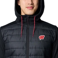 Men's Columbia  Black Wisconsin Badgers Out-Shield Hybrid Full-Zip Hoodie Jacket