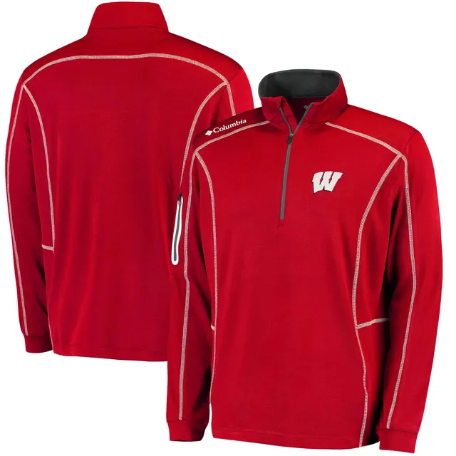 Men's Columbia Red Wisconsin Badgers Lodge Quarter-Zip Hoodie