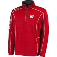 Men's Columbia Golf Red Wisconsin Badgers Shotgun Omni-Wick Quarter-Zip Pullover Jacket