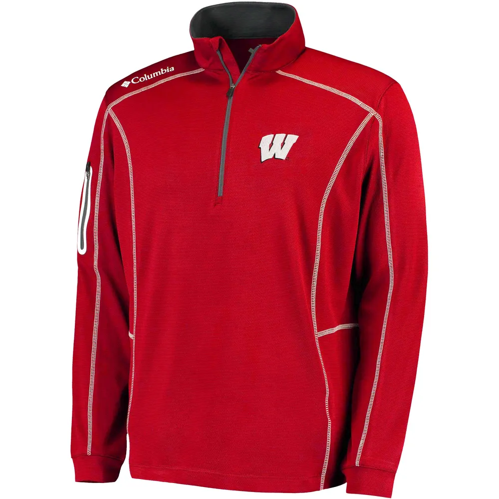 Columbia Golf Red Wisconsin Badgers Shotgun Omni-Wick Quarter-Zip Pullover pour homme