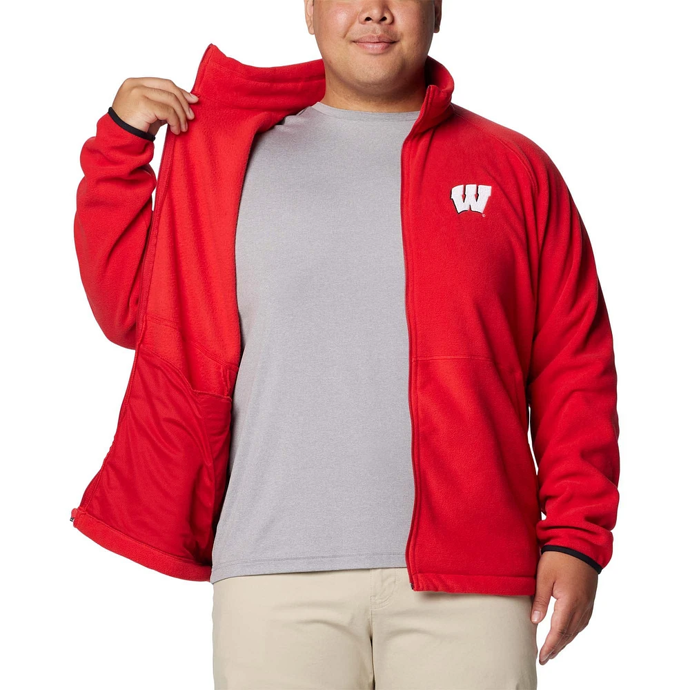 Veste polaire à glissière complète Columbia Red Wisconsin Badgers Flanker IV pour homme