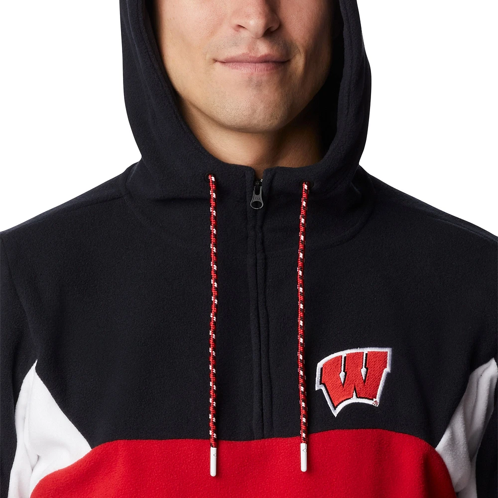 Chandail à capuchon quart de zip Columbia Red Wisconsin Badgers Lodge pour hommes