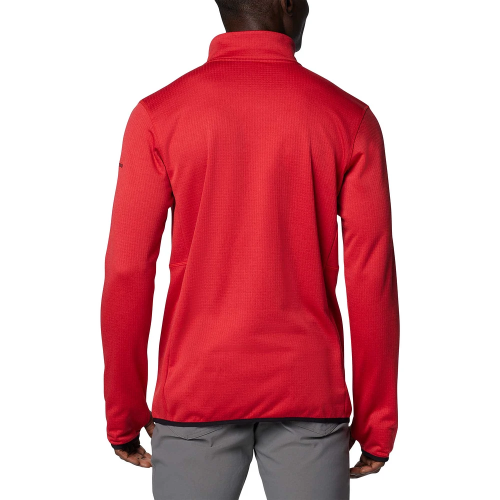 Men's Columbia Red Wisconsin Badgers Park View Grid Fleece Omni-Wick Half-Zip Jacket