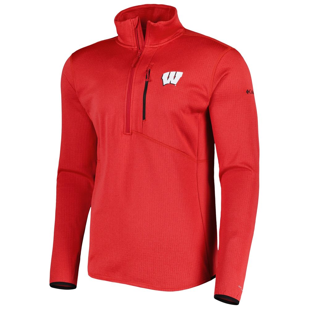 Men's Columbia Red Wisconsin Badgers Park View Omni-Wick Half-Zip Top