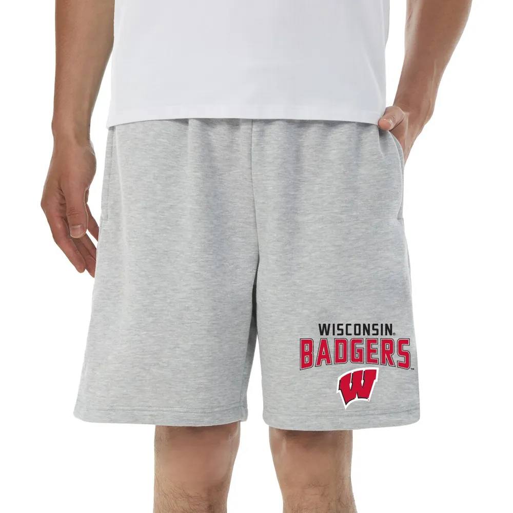 Lids Wisconsin Badgers Concepts Sport Baritone Fleece Shorts - Gray