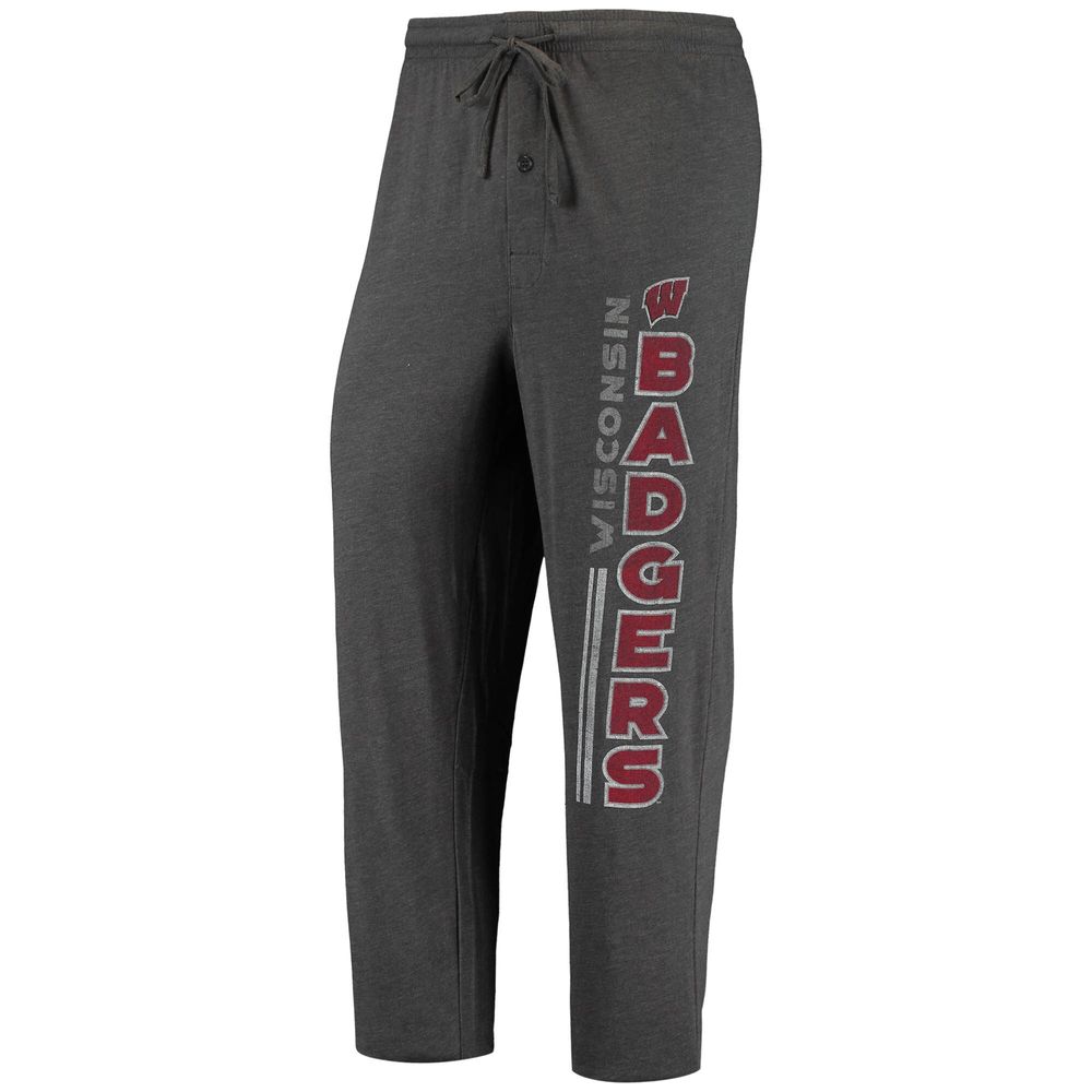 Men's Concepts Sport Heathered Charcoal/Red Wisconsin Badgers Meter T-Shirt & Pants Sleep Set