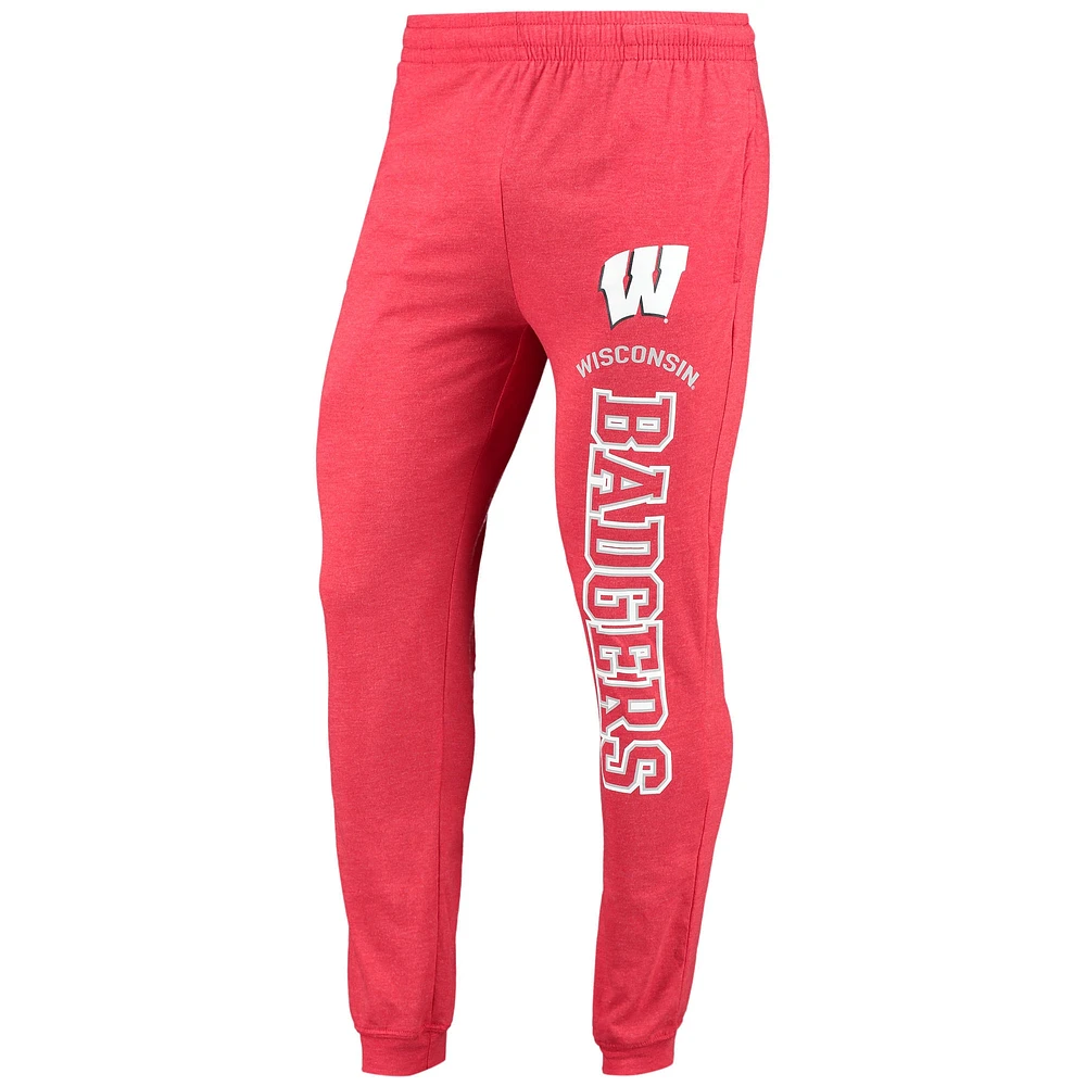 Concepts pour hommes Sport rouge/anthracite chiné Wisconsin Badgers Meter T-shirt à capuche manches longues et ensemble pyjama de jogging