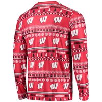 Men's Concepts Sport Red Wisconsin Badgers Ugly Sweater Long Sleeve T-Shirt and Pants Sleep Set