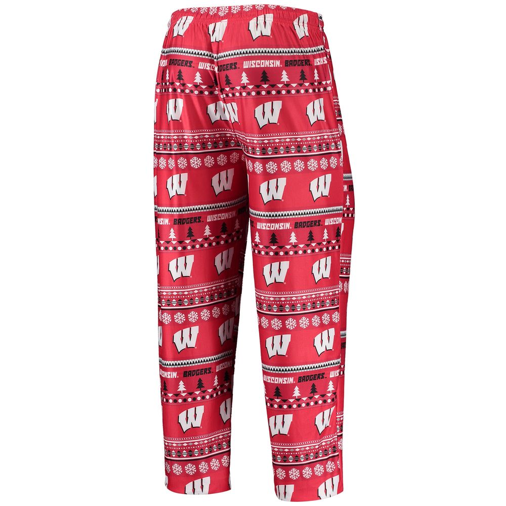 Men's Concepts Sport Red Wisconsin Badgers Ugly Sweater Long Sleeve T-Shirt and Pants Sleep Set