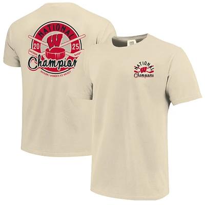 Men's Cream Wisconsin Badgers 2025 NCAA Frozen Four Women's Ice Hockey Tournament Champions Comfort Colors T-Shirt