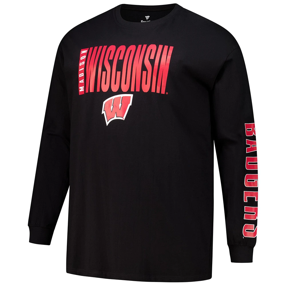 Men's Fanatics  Black Wisconsin Badgers Big & Tall Vision Long Sleeve T-Shirt