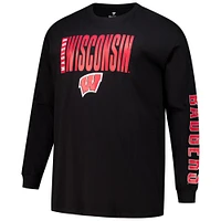 Men's Fanatics  Black Wisconsin Badgers Big & Tall Vision Long Sleeve T-Shirt