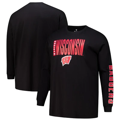 Men's Fanatics  Black Wisconsin Badgers Big & Tall Vision Long Sleeve T-Shirt