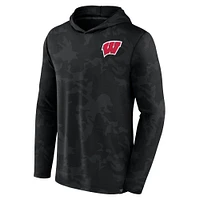 Men's Fanatics  Black Wisconsin Badgers Camo Hoodie Long Sleeve T-Shirt