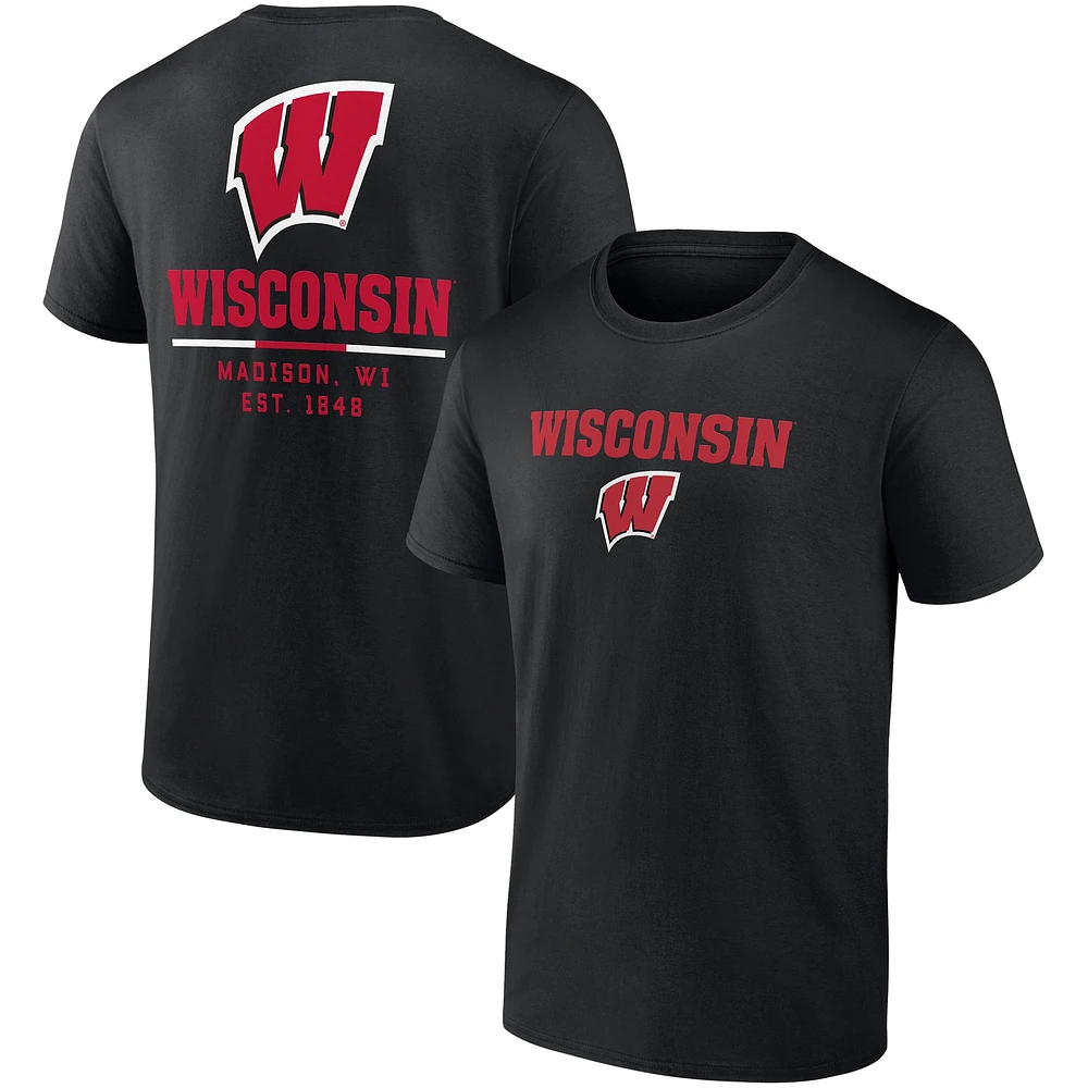 Men's Fanatics Black Wisconsin Badgers Game Day 2-Hit T-Shirt