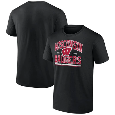 T-shirt moderne Stack Fanatics pour hommes, noir, Wisconsin Badgers