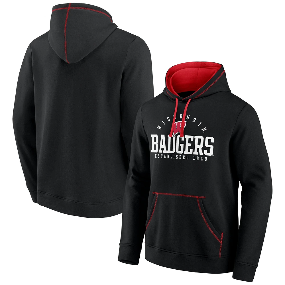 Men's Fanatics Black Wisconsin Badgers Toppler Fleece Pullover Hoodie