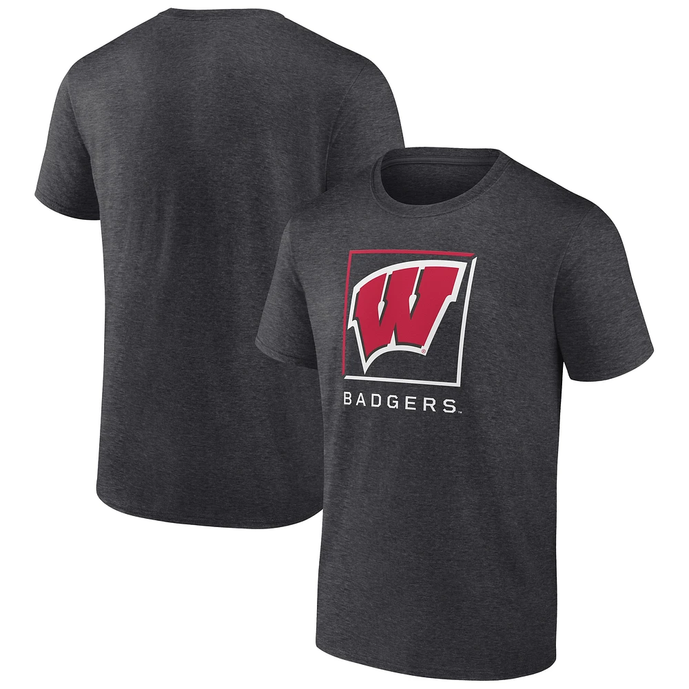 T-shirt Fanatics pour homme, charbon de bois, équipe divisée par deux, Wisconsin Badgers