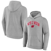 Sweat à capuche avec logo arqué gris Fanatics pour hommes Wisconsin Badgers