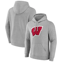 Sweat à capuche en polaire gris Wisconsin Badgers Fanatics pour hommes