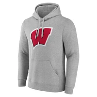 Sweat à capuche en polaire gris Wisconsin Badgers Fanatics pour hommes