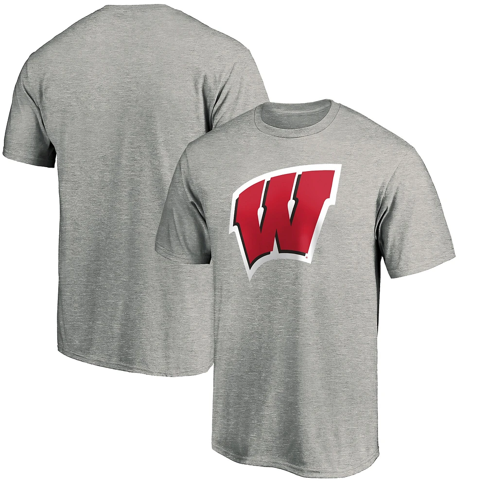 Men's Fanatics Gray Wisconsin Badgers Primary Logo T-Shirt