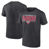 Men's Fanatics Heather Charcoal Wisconsin Badgers Triangle Multi-Stripe T-Shirt