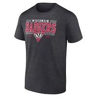 Men's Fanatics Heather Charcoal Wisconsin Badgers Triangle Multi-Stripe T-Shirt