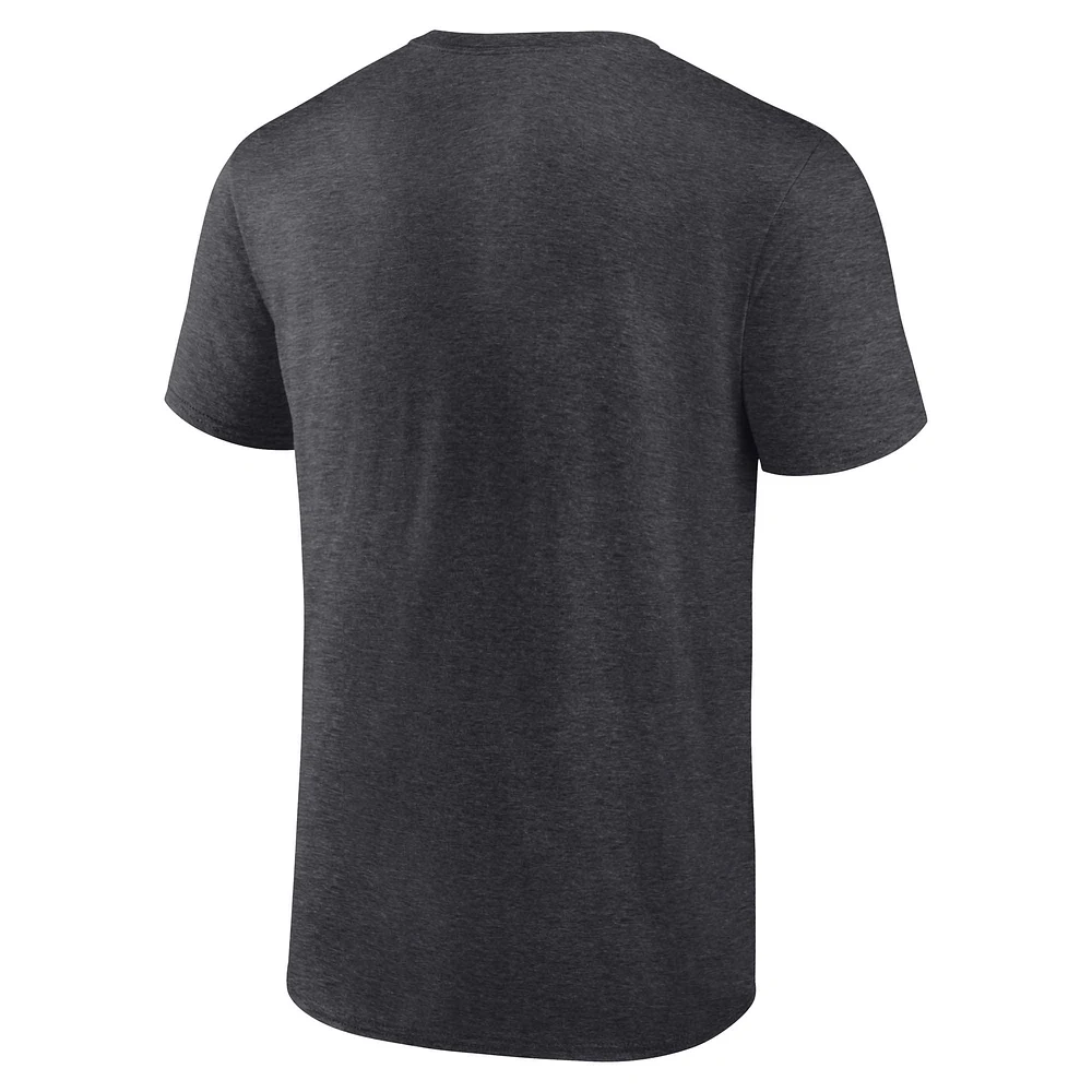 Men's Fanatics Heather Charcoal Wisconsin Badgers Triangle Multi-Stripe T-Shirt