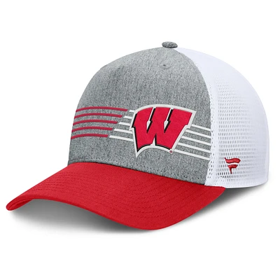 Men's Fanatics Heather Gray/Red Wisconsin Badgers Profile Trucker Adjustable Hat