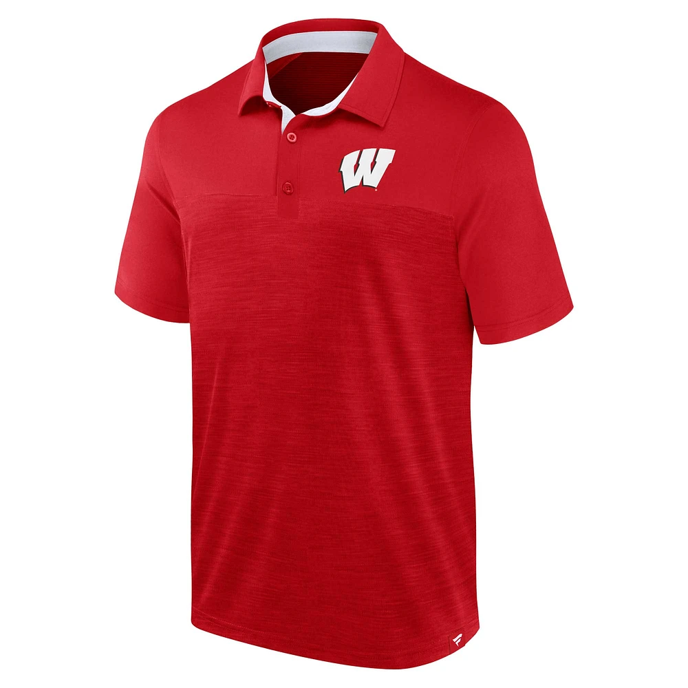 Men's Fanatics Heather Red Wisconsin Badgers Classic Homefield Polo