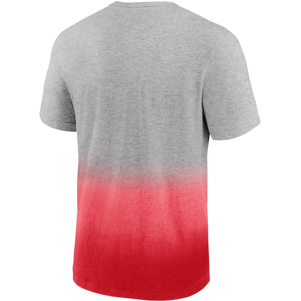 Men's Fanatics Heathered Gray/Red Wisconsin Badgers Team Ombre T-Shirt