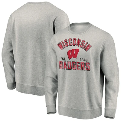 Men's Fanatics Heathered Gray Wisconsin Badgers Standard Division Pullover Sweatshirt