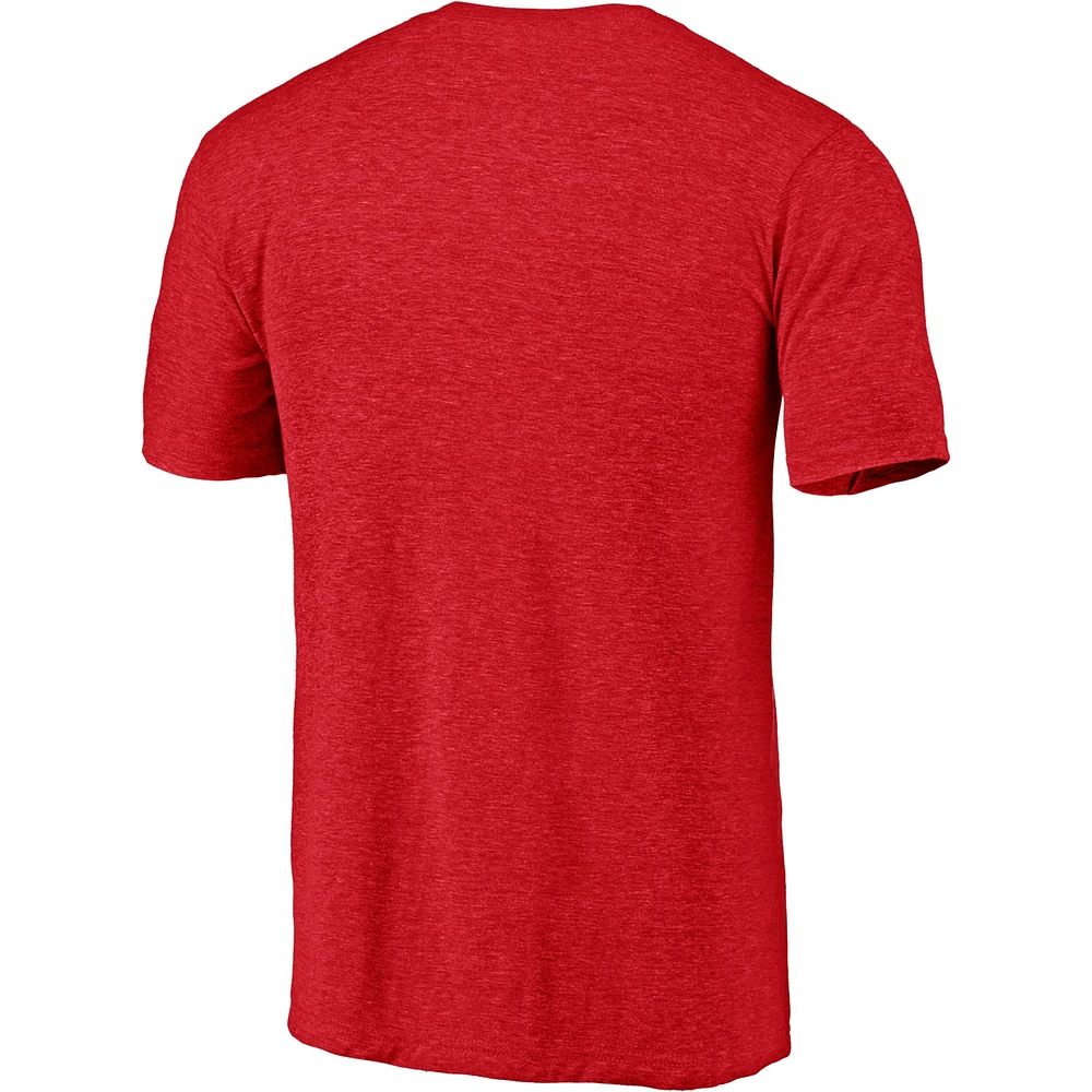 Men's Fanatics Heathered Red Wisconsin Badgers Hometown Tri-Blend T-Shirt