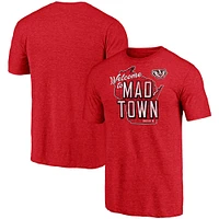 Men's Fanatics Heathered Red Wisconsin Badgers Hometown Tri-Blend T-Shirt