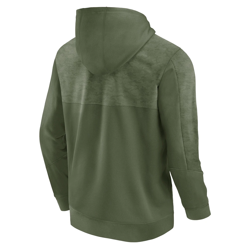 Fanatics Olive Wisconsin Badgers OHT pour hommes, pull à capuche avec pochoir d'appréciation militaire