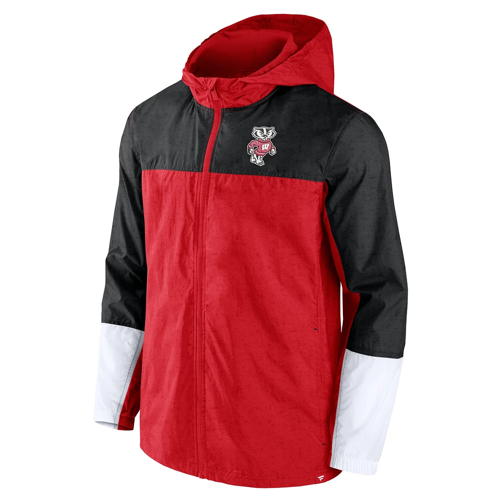 Veste entièrement zippée Fanatics pour hommes rouge/noir Wisconsin Badgers Game Day Ready