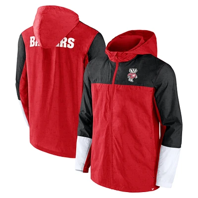 Veste entièrement zippée Fanatics pour hommes rouge/noir Wisconsin Badgers Game Day Ready