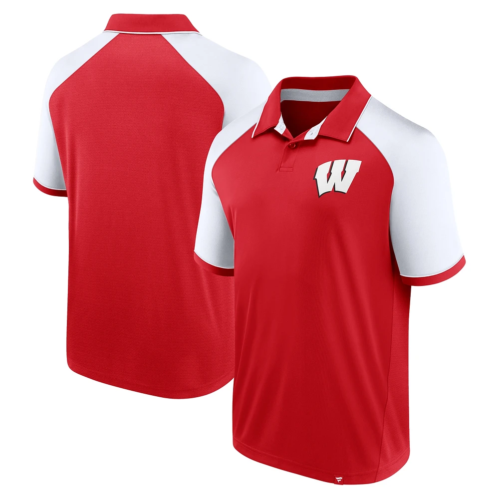Men's Fanatics  Red Wisconsin Badgers Agility Raglan Polo